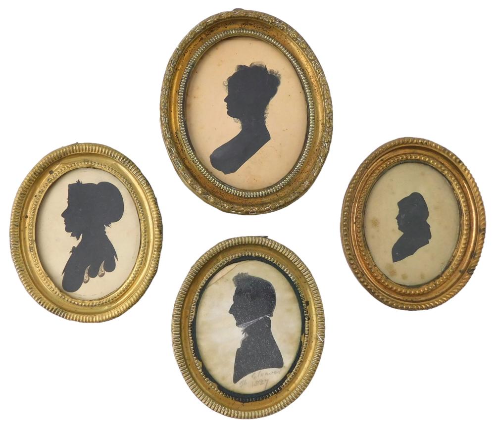 FOUR EARLY 19TH C. SILHOUETTES: