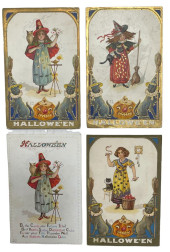 FOUR EARLY HALLOWEEN POATCARDS