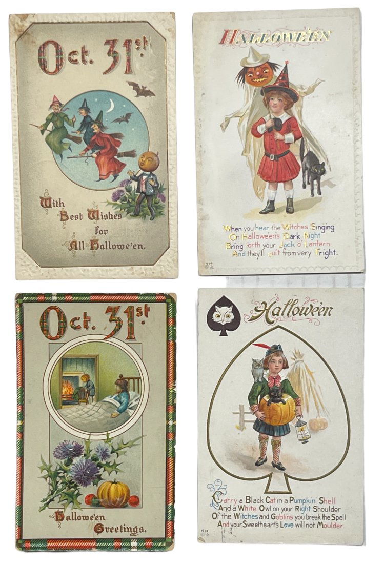 FOUR EARLY HALLOWEEN POSTCARDS.Four