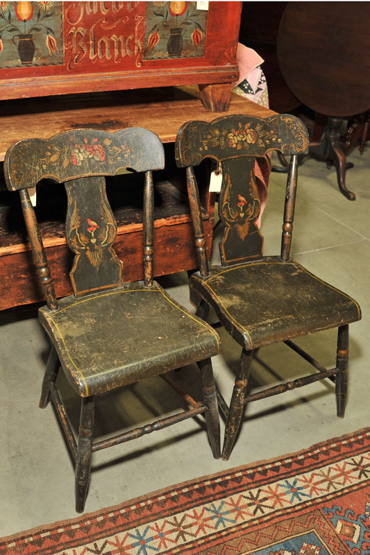 FOUR EARLY SIDECHAIRS. Black