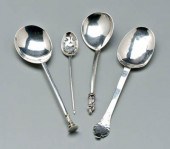 Four early silver spoons: one