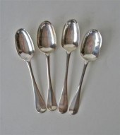 Four early silver tablespoons