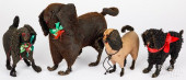 FOUR EARLY STUFFED CLOTH POODL