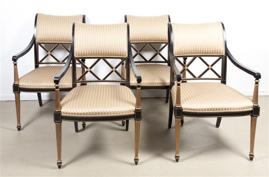 Four Ebonized and Gilt Regency