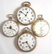 FOUR ELGIN OPENFACE POCKET WAT