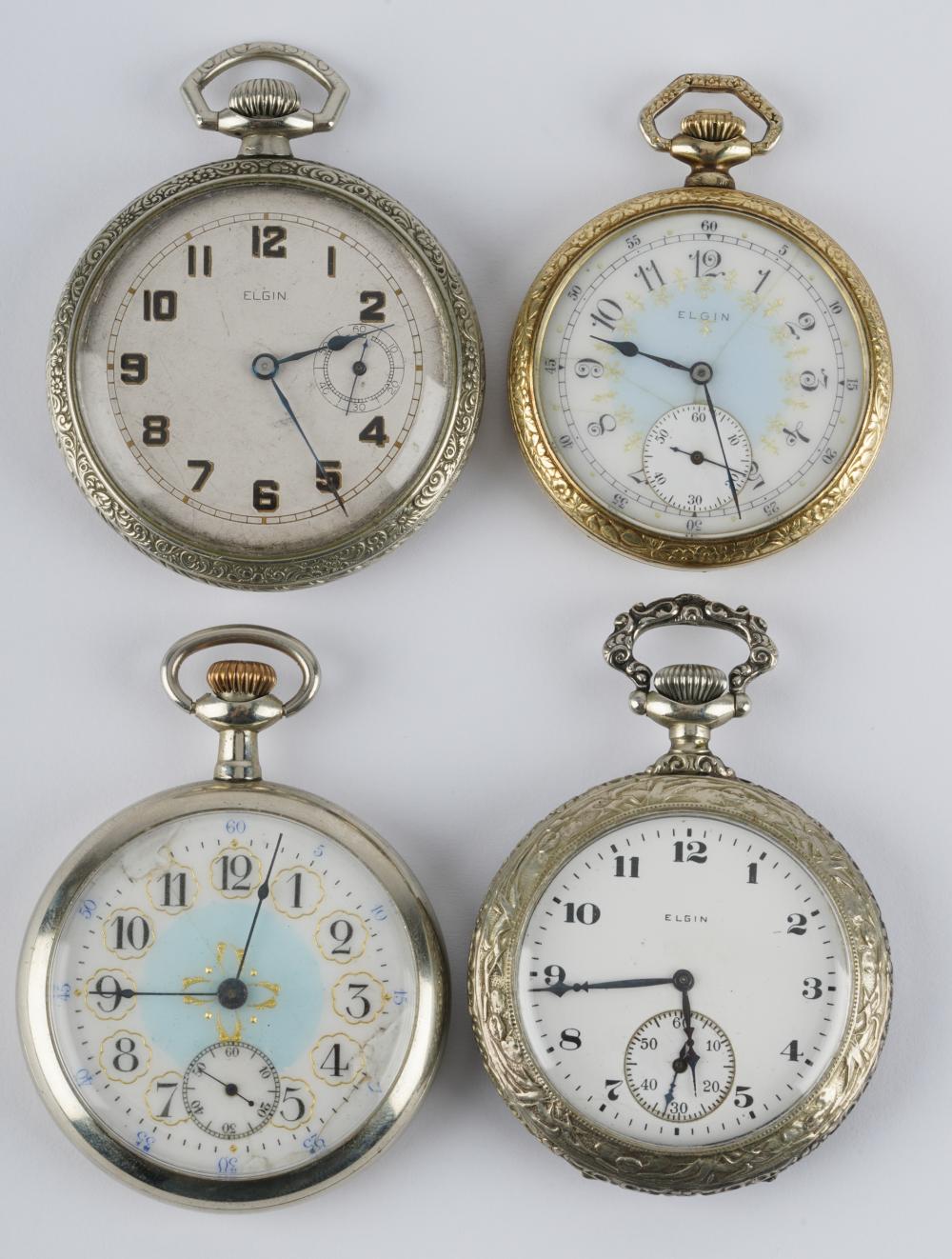 FOUR ELGIN POCKET WATCHES1: E.N.