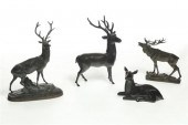 FOUR ELK STATUES.  Twentieth c