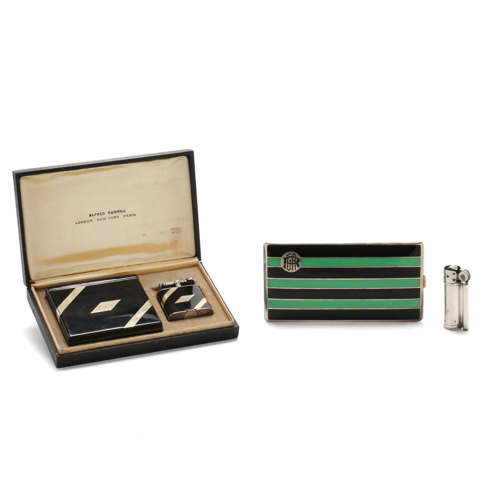FOUR ENAMELED STERLING SILVER