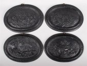 FOUR ENGLISH BLACK BASALT OVAL