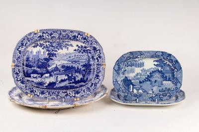 Four English blue and white