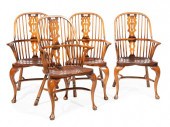 FOUR ENGLISH CARVED ELM HOOP-B
