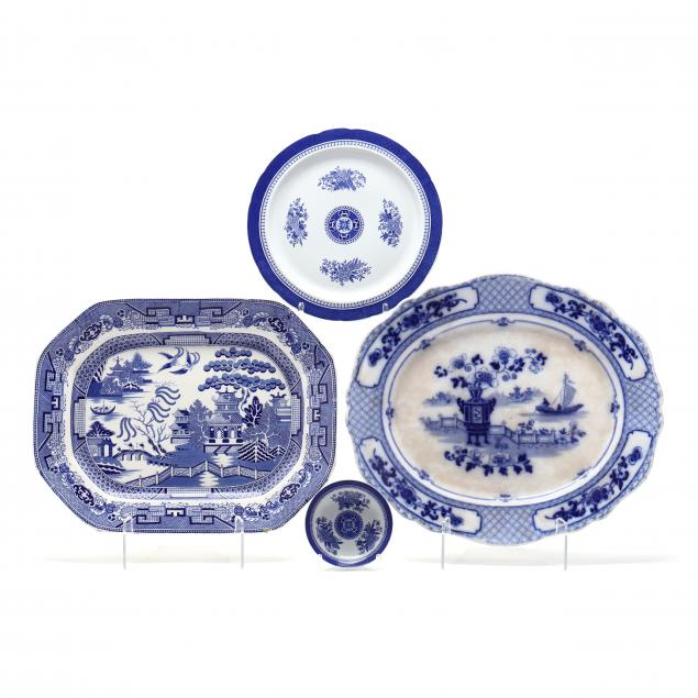 FOUR ENGLISH CERAMIC PLATES AND