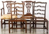 FOUR ENGLISH CHIPPENDALE MAHOG