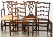 FOUR ENGLISH CHIPPENDALE MAHOG