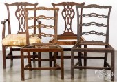 FOUR ENGLISH CHIPPENDALE MAHOG