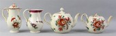 FOUR ENGLISH CREAMWARE FLORAL-