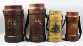 FOUR ENGLISH CRESTED LEATHER C