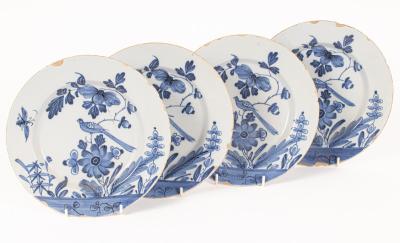 Four English Delftware blue and