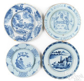 FOUR ENGLISH DELFTWARE PLATES<