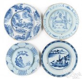 FOUR ENGLISH DELFTWARE PLATESF
