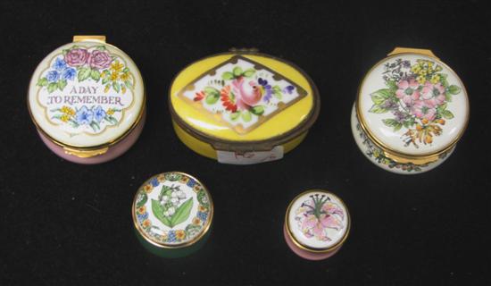 Four English enameled boxes  all