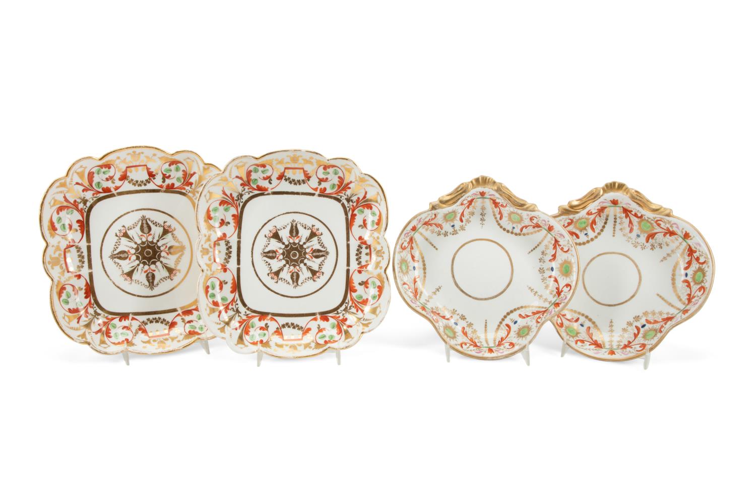 FOUR ENGLISH GILT IRON-RED