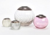 FOUR ENGLISH GLASS MATCH STRIK