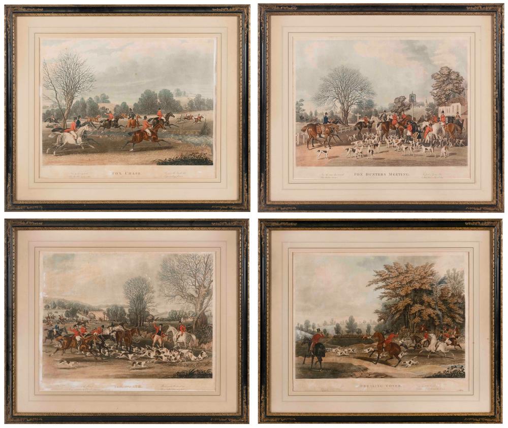 FOUR ENGLISH HAND-COLORED
