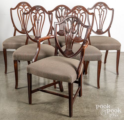 FOUR ENGLISH HEPPLEWHITE MAHOGANY