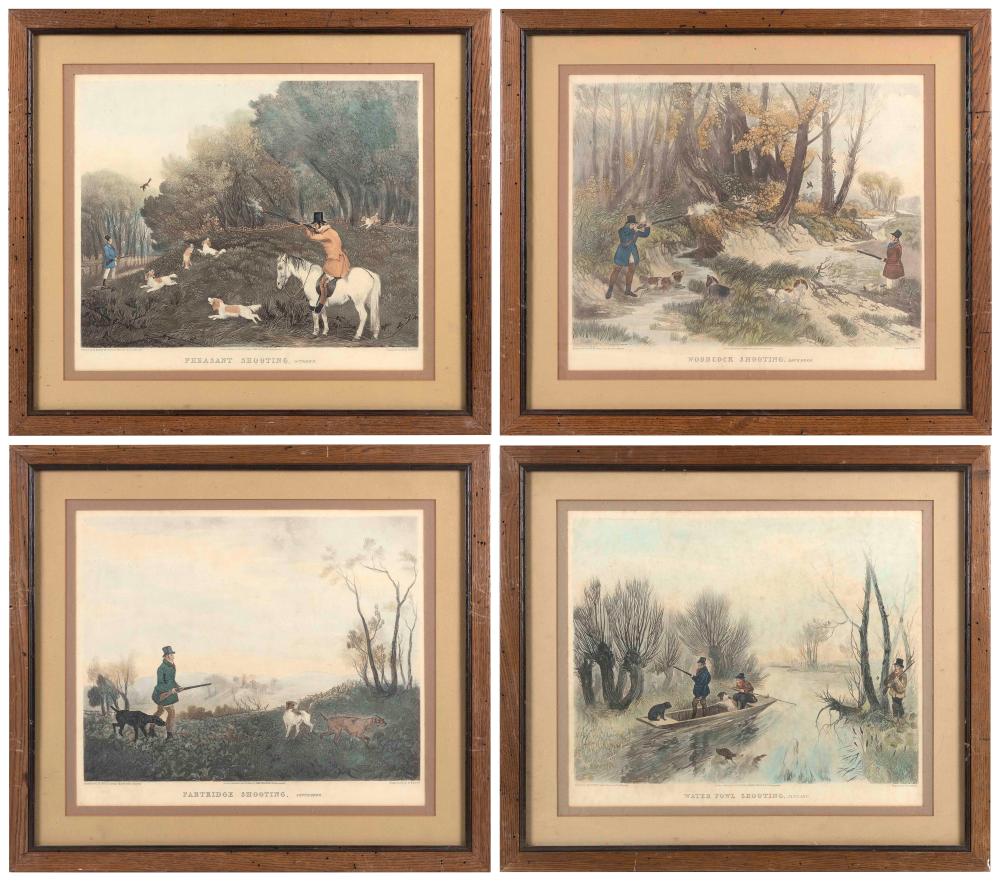 FOUR ENGLISH HUNTING PRINTS 19TH