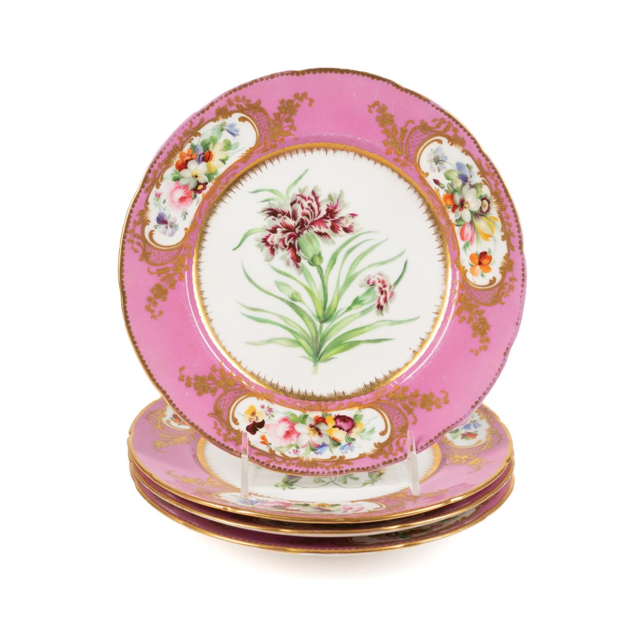FOUR ENGLISH PINK FLORAL CABINET