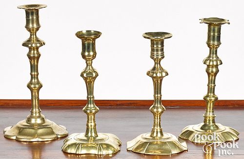 FOUR ENGLISH QUEEN ANNE BRASS