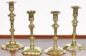 FOUR ENGLISH QUEEN ANNE BRASS