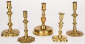 FOUR ENGLISH QUEEN ANNE BRASS