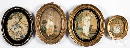 FOUR ENGLISH SILK EMBROIDERIES,