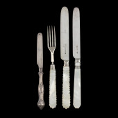 FOUR ENGLISH SILVER FRUIT KNIV