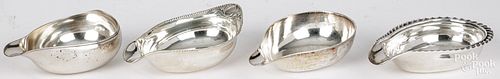 FOUR ENGLISH SILVER PAP BOATSFour