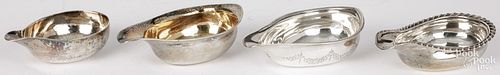 FOUR ENGLISH SILVER PAP BOATSFour