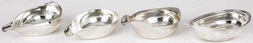 FOUR ENGLISH SILVER PAP BOATSFour