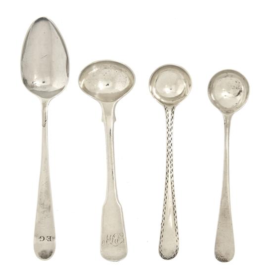 Four English Silver Salt Spoons