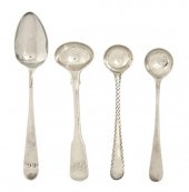Four English Silver Salt Spoon