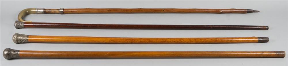 FOUR ENGLISH SILVER-TOPPED AND