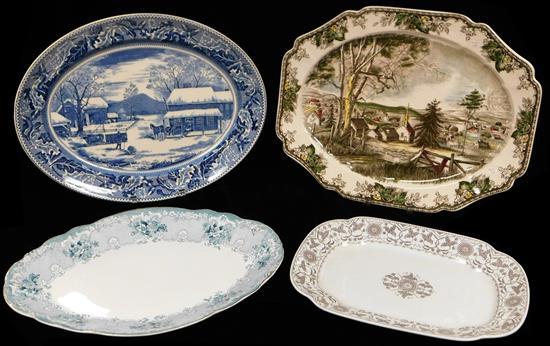FOUR ENGLISH TRANSFERWARE PLATTERS: