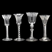 FOUR ENGRAVED AIR TWIST WINE G