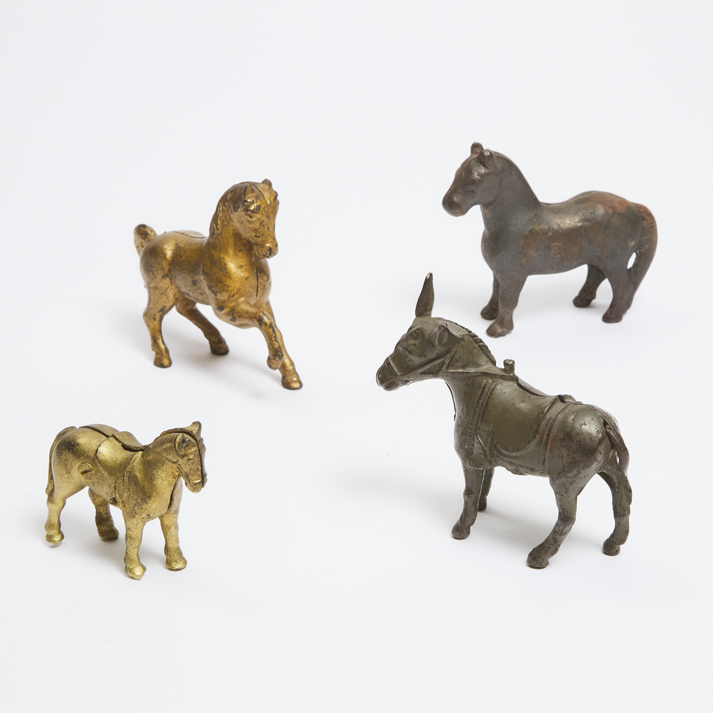 Four Equine Painted Cast Iron Still