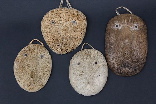 FOUR ESKIMO INUIT CARVED ANTIQUE