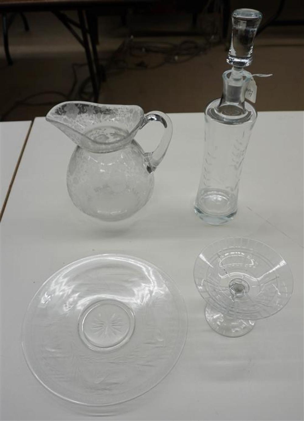 FOUR ETCHED GLASS TABLE