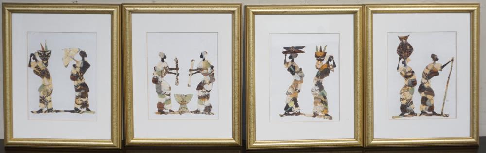 FOUR ETHNOGRAPHIC BUTTERFLY WING