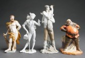 FOUR EUROPEAN PORCELAIN FIGURE