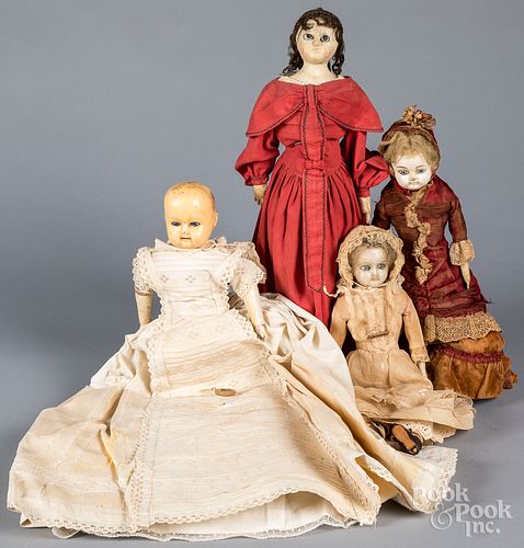 FOUR EUROPEAN WAX DOLLSFour